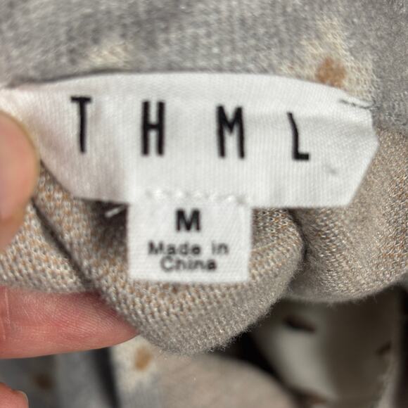 THML Mixed Print Geometric Pattern Long Sleeve Ruffle Medium Cute Funky - Picture 5 of 7